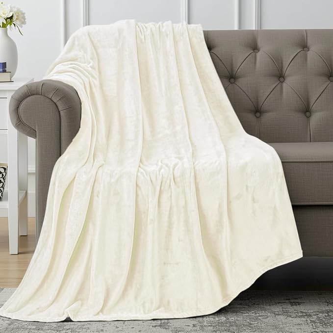 Utopia Bedding Ultra Soft Fleece Bed Blanket Throw Size Ivory | Microfiber by UTOPIABEDDING