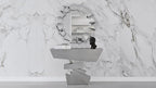 ZURI Furniture Modern Naxos Console Table Mirrored Glass Finish Sharp Geometric - Image 3