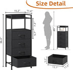 Somdot Nightstand with 4 Drawers, Vertical Storage Tower Fabric Dresser - Image 3
