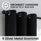 SimpleHome Black 100% Blackout Curtains Room Darkening Living Room 84 Inch | - Image 6