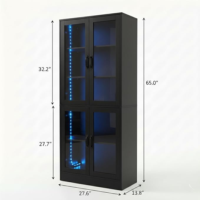 holzart Modern Black 5-Tier Display Cabinet - Image 2