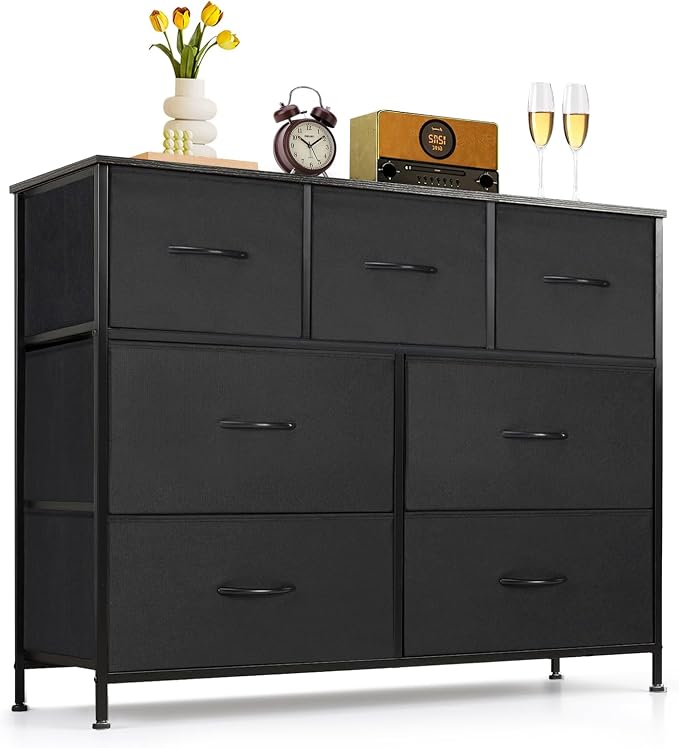 7-Drawer Dresser for Bedroom, Anti-Tip Wide Storage Organizer Fabric Chest of by SageNest