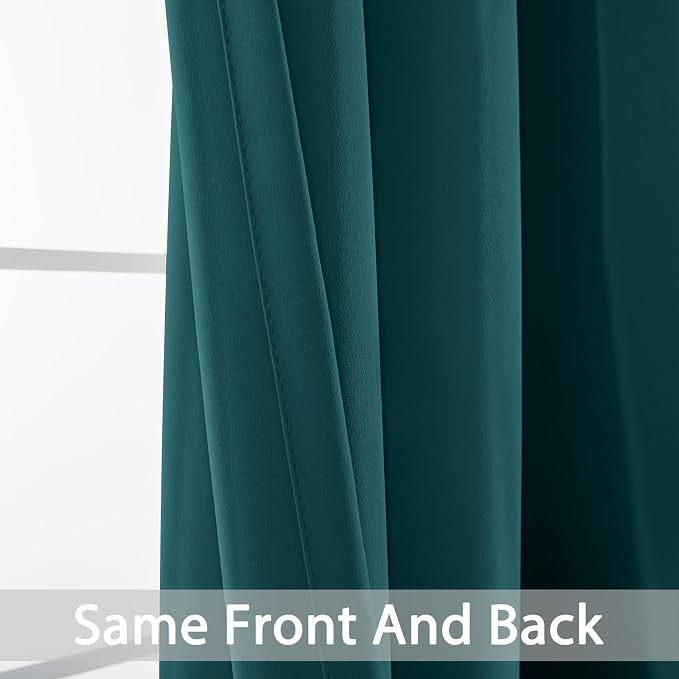 Yakamok Room Darkening Curtains 52x72 inch Length Dark Teal-Living Room | 2 - Image 3