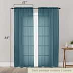Dusty Blue Sheer Curtains 84 Inches Long 2 Panels, Soft Airy Light Filtering - Image 2