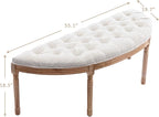 Kmax 55" Upholstered Bench Tufted Fabric Bench Vintage Semi-Circle Entryway - Image 2