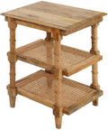 Chesterfield Wood & Cane Accent Table in Brown by Carolina+Classic
