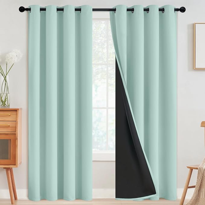 SimpleHome Aqua 100% Blackout Curtains Room Darkening Living Room 90 Inch | by SimpleHome