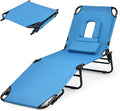 Folding Beach Lounge Chair w/ 5 Adjutable Backrest & Padded Pillow, Sunbathing by Unknown