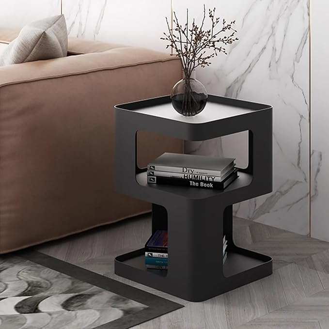Modern Metal Side Table with Storage, Small End Table - Image 4