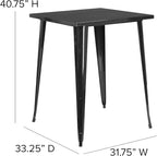 Flash Furniture Nolan Commercial Grade 31.5" Square Black Metal Indoor-Outdoor - Image 3