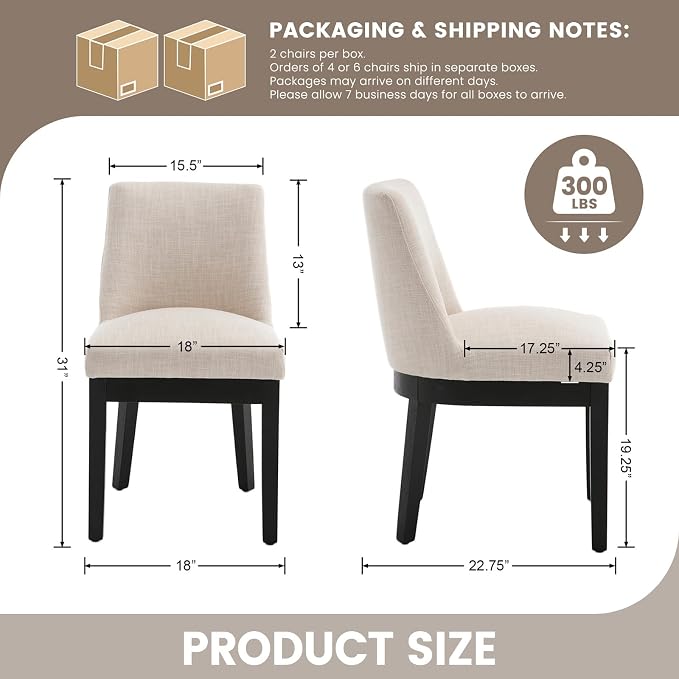 RIVOVA Modern Dining Chairs Set of 6 Comfortable Dining Room Chairs - Image 2