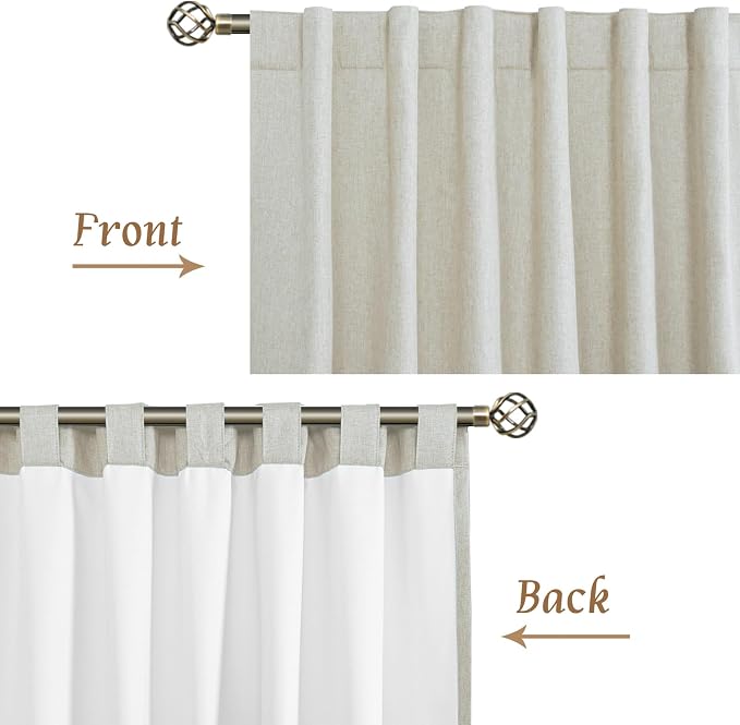 68 Inch 100% Blackout Natural Linen Curtains - Image 8