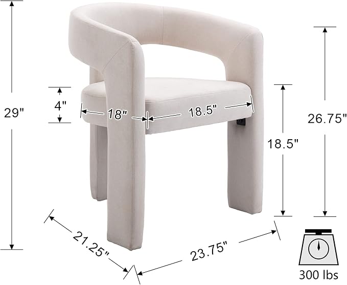VESCASA Linen Barrel Dining Chair - Image 3