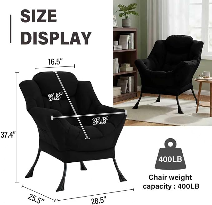 Lazy Chair, Modern Soft Reading Chair Accent Contemporary Sofa Chair - Image 3