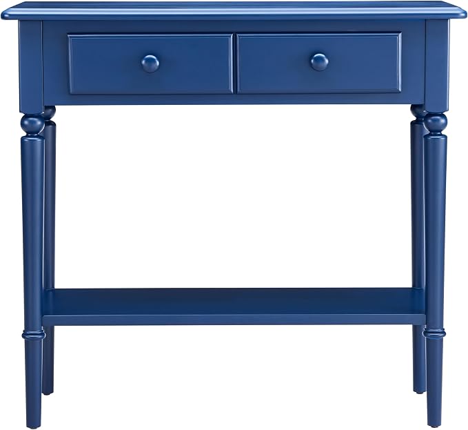 Leick Home Coastal Console Table, Solid Wood, 2 Storage Drawers, Bottom Display - Image 4