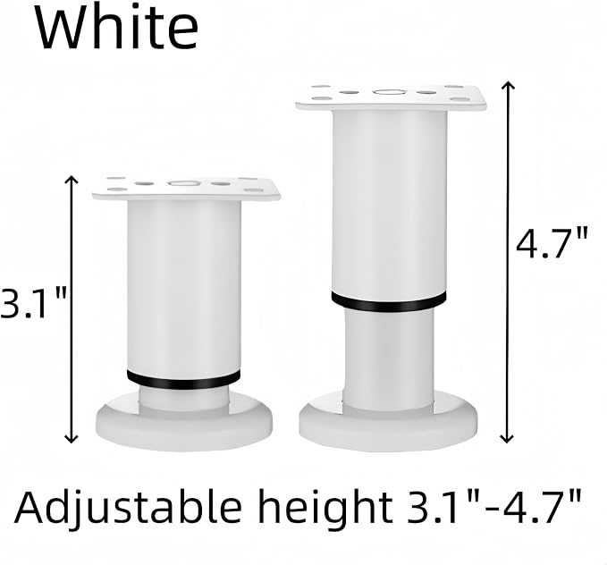 4PCS Adjustable 3.1-4.7 Inch Metal Furniture Legs White Furniture Replacement - Image 3