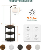 Round Side Table with Lamp and USB Ports, 3-Tier Small End Table - Image 3