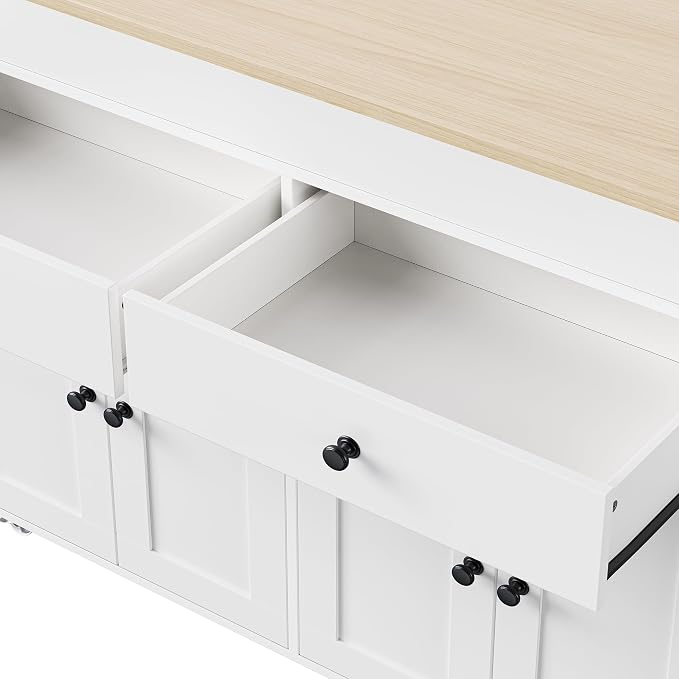 74.5 Inch Kitchen Island with Extendable Dining Table, Rolling Kitchen Island - Image 8