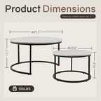 Otterease Nesting Tables Set of 2, 31.5" Round Coffee Table, Large Nesting - Image 2