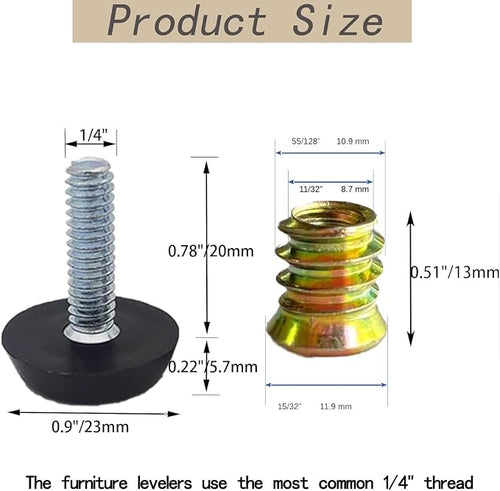 1/4" Thread Furniture/Table/Chair Feet Levelers Screw On - Image 2