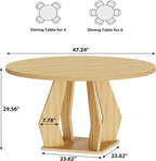IBF Round Dining Table for 4-6 People, 47 Inches Dining Room Table - Image 2