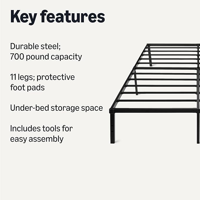 Amazon Basics Metal Bed Frame, Non-Foldable Platform - Image 3