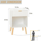Fultyle White Nightstand with Charging Station, Mid Century Modern Bedside - Image 3