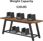 Oastreeful Storage Bench Industrial Rustic Wooden and Metal Entryway Shoe Boots - Image 7