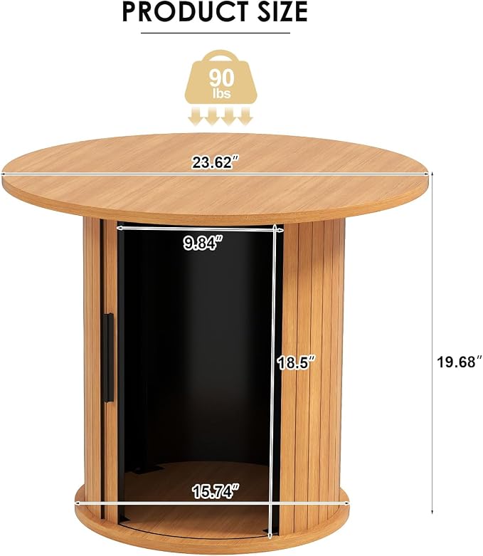 COSVALVE Round Wood Coffee Table 23.6IN - Image 2