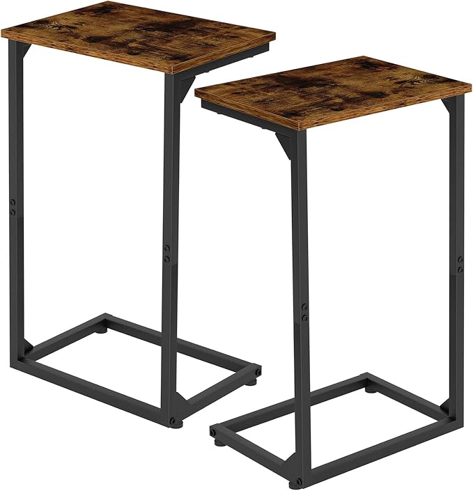 AMHANCIBLE C Shaped End Tables Set of 2, Couch Side Tables that Slide Under Sofa by AMHANCIBLE