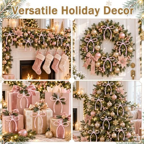 DIYDEC 18PCS Large Christmas Pearl Bow Ornament 7in Tree Topper Decor - Image 6