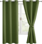 Room Darkening Curtains for Bedroom Olive Green 38x63 Inch 2 Panels | Thermal - Image 8