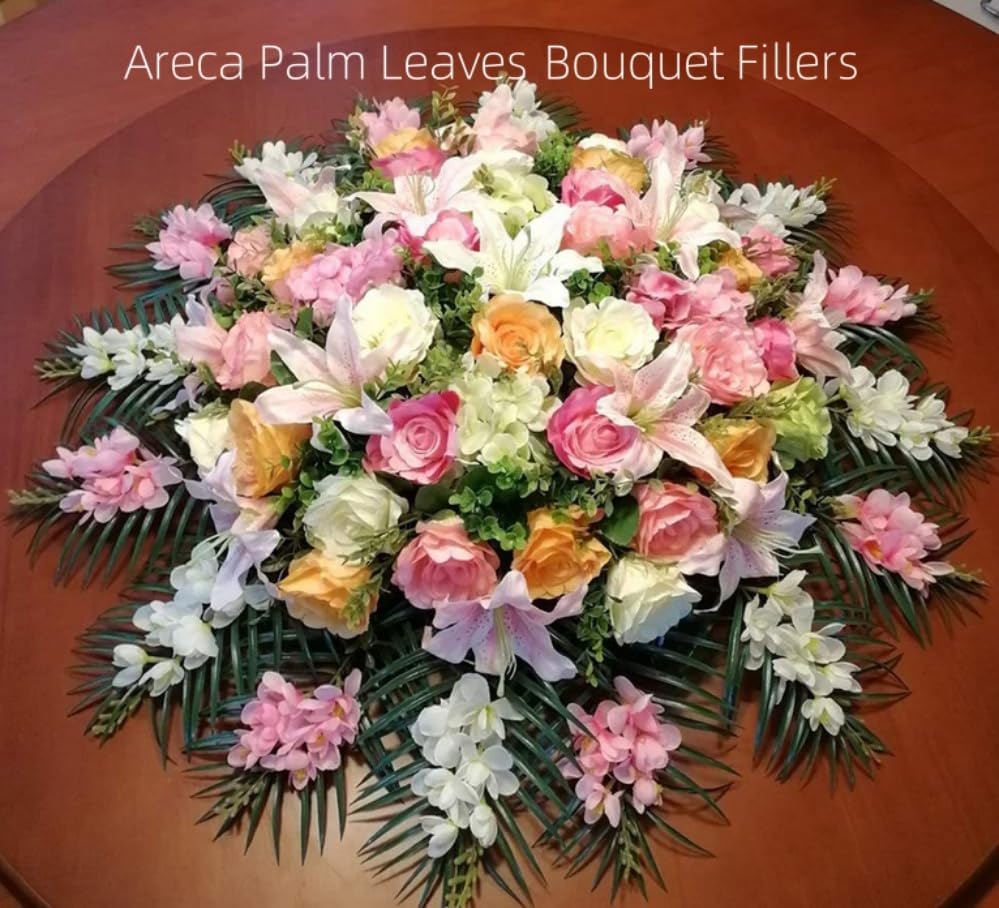 3 Pcs Orange Bird of Paradise Flowers Artificial &10 Pcs Areca Palm Leaves - Image 6