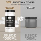 Nicpro Metallic Pearl White Acrylic Paint 33.8oz/1000ml, Non Toxic Pearlescent - Image 3