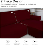 PureFit Stretch Sectional Couch Covers 2 pcs Non Slip L Shape Sofa Cover | - Image 5