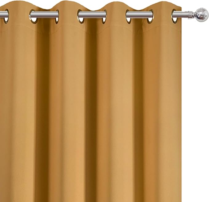 Blackout Curtains 52 x 84 inches Long Mustard Yellow Curtains Set of 2 Panels - Image 6