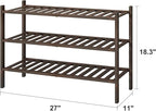 viewcare Shoe Rack for Closet, 3-Tier Bamboo Wood Shoe Racks, Stackable | - Image 3