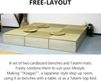 EMOOR Tatami-Top Cardboard Square Low Bench 28x28in 2-Piece Set, Koagari Easy - Image 7