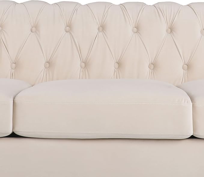 AVZEAR 3 seat Sofa, Velvet Living Room Large Modern Chesterfield Fabric Modern - Image 7