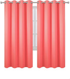 Blackout Curtains 66 x 72 Inch Long Coral Curtains Set of 2 Panels Room - Image 2