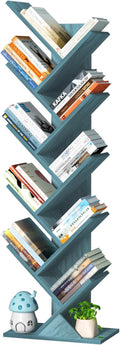 SHEEPAM 10 Tier Tree Book Shelf, Floor Standing Wood Bookshelf by SHEEPAM