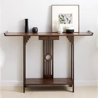Southeast Asian Style Console Table, Walnut Bamboo Entryway Table, Narrow Long - Image 3