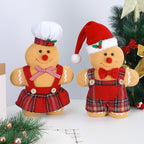 BWFY Set of 2 Christmas Decorations Indoor Gingerbread Man with Chef Hat Bowknot for Christmas Ornament Home Decor Gingerbread Doll for Gift Door Window Table Tree Holiday Xmas Season Decor - Image 5