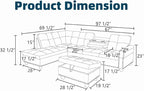 97.5" L Shaped Couch Set Leather, Modular Sectional Couches - Image 2