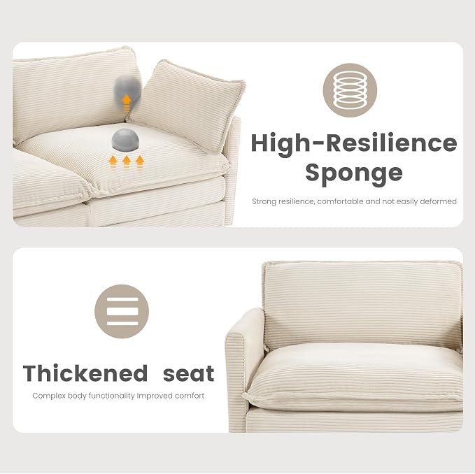 112'' Sectional Modular Cloud Couch, Oversized 5 Seat Couches U Shaped Sofa - Image 7