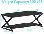 HSH Black Coffee Table Modern, 47 Inch Simple Rectangle Cocktail Table - Image 2