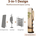 WoodsWhisper Full Length Mirror Coat Rack Solid Wood Floor Mirror 70"x16" Full - Image 7