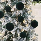 18PCS Green Velvet Christmas Ornaments Set,3.15IN Flocked Ornaments Balls - Image 2