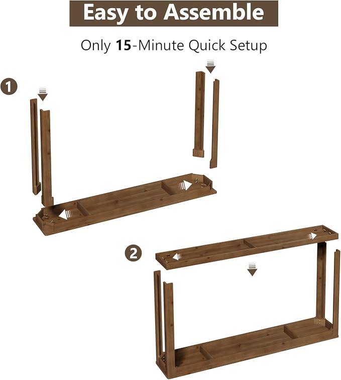 Solid Wood Console Table 63", Farmhouse Sofa Table - Image 9