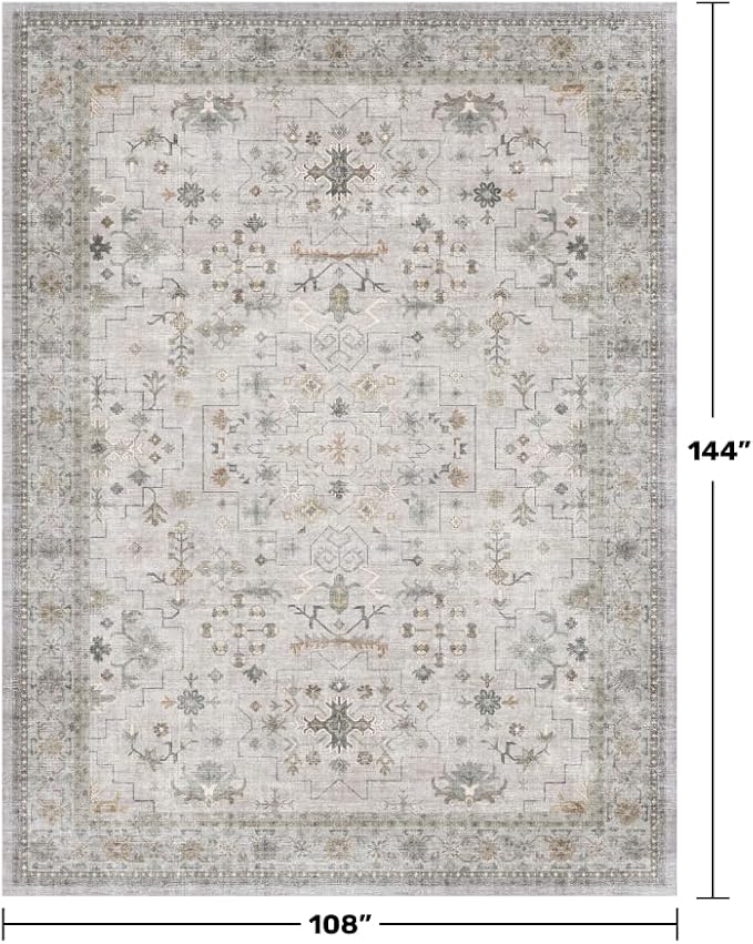 Large Light Gray & Sage 9x12 Living Room Rug - Image 2